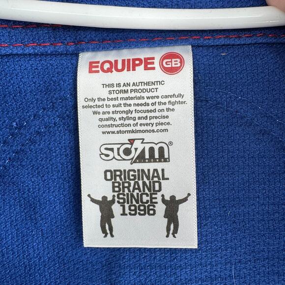 Gracie Barra Equipe Storm Jiu Jitsu Kimono Gi Youth Y3 Blue Red Patched - Picture 10 of 12